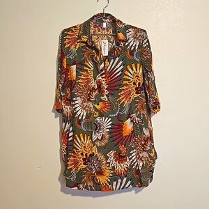 NWT Ekouaer lightweight tropical 3/4 Sleeve  Beach cover up Dress Sz S Oversized